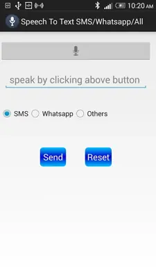 Speech To Text SMS/Whatsapp/All android App screenshot 0